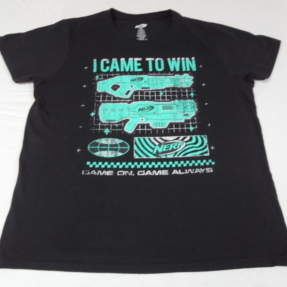 NERF TOY GUN I CAME TO WIN GAME ON GAME ALWAYS  - BLACK XL T-SHIRT J6